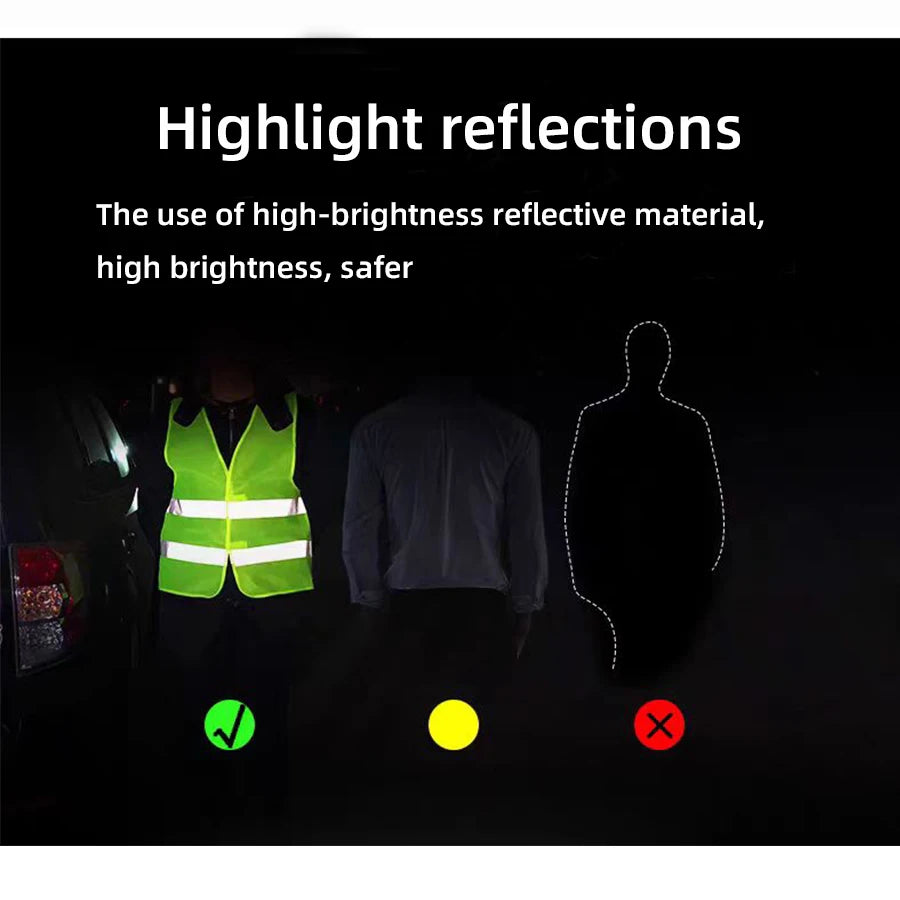 Safety High Visibility Reflective Vest Night Cycling Lightweight Adjustable For Vest Gear For Night Jogging Biking Runing