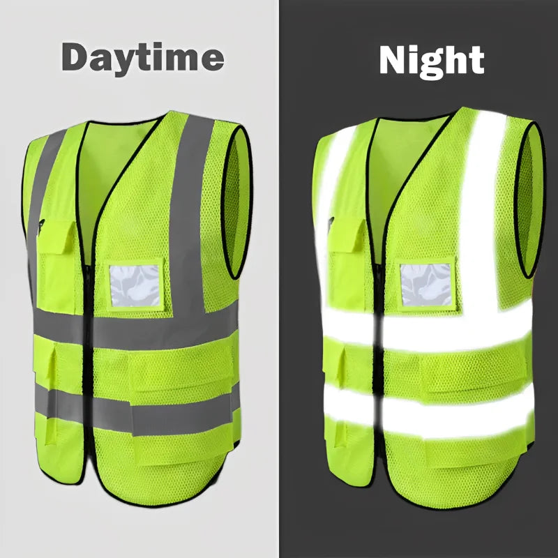Adjustable Reflective Highlight Security Vests High Visibility Safety Vest Traffic Night Outdoor For Running Cycling Sports